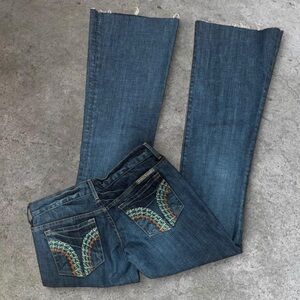 Chip & Pepper Dark Blue Flare Jeans with Embroidery
